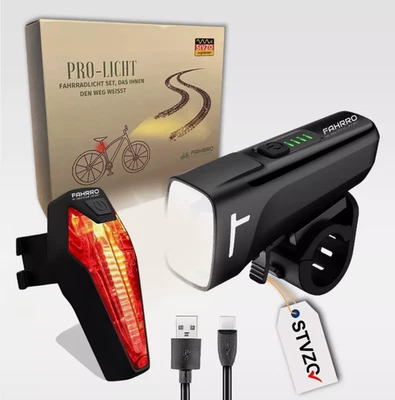 FAHRRO LED Fahrrad Beleuchtung Akku Set StVZO LED Scheinwerfer Rücklicht Lampe