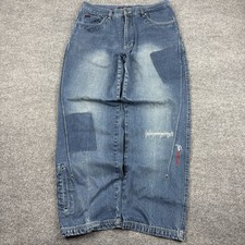 Vintage FUBU Jeans Mens 36 Blue Baggy Crazy Pockets Hip Hop Grunge Skater Y2K