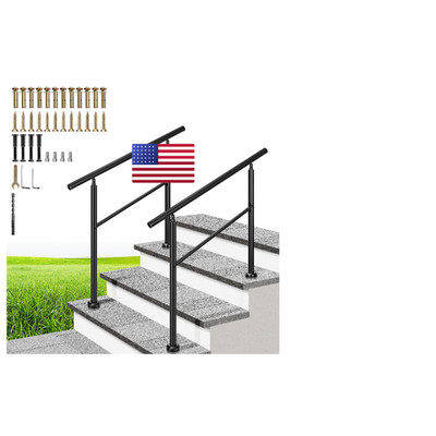 Vivohome 2-Pack Hand Rails For Outdoor Steps Galvanized Steel Railing Straight