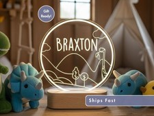 Minimalist Dinosaur LED Name Light, Personalized Gift for Kids