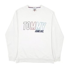 Tommy Hilfiger Jeans Spellout Relaxed Fit Crewneck Cotton Blend Sweatshirt