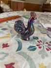 Fenton Rooster Carnival Glass 2.75” Tall Figurine Iridescent USA
