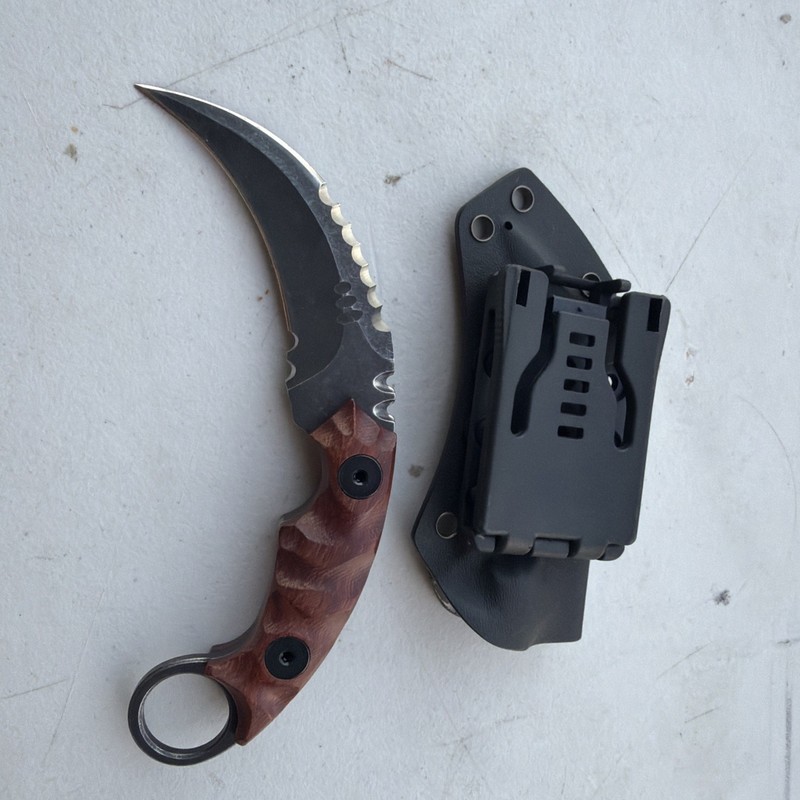 D2 Steel Blade Fixed Blade Knife Full Tang Karambit Tactical EDC Knife + Sheath