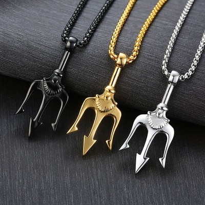 Neptune's Trident Necklace Retro Mythical Sea King Poseidon Trident Harpoon Pend
