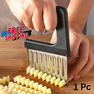 1 Stück Knistern Wellig Gemüse Kartoffel Chip Schneider Edelstahl Werkzeug UK...