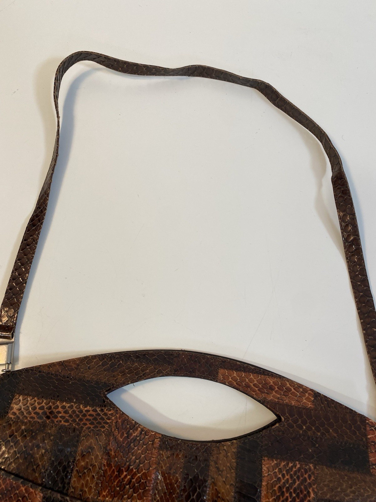 Vintage Python Snake Leather Patchwork Shoulder B… - image 10