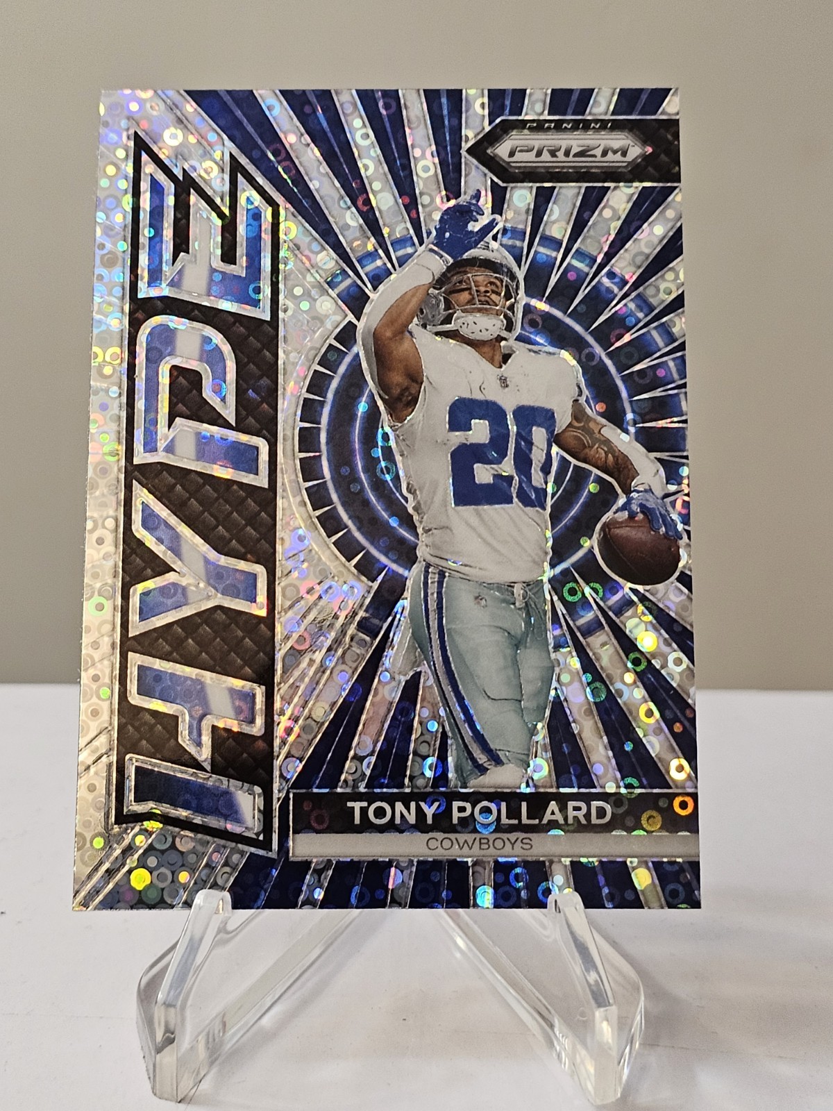 2023 Panini Prizm Tony Pollard No Huddle Disco Prizm HYPE Insert Card #H-11