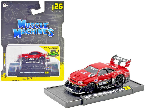 Maisto Muscle Machines JDM Nissan Skyline GT-R R34 Liberty Walk #5 1:64 Neu OVP-image