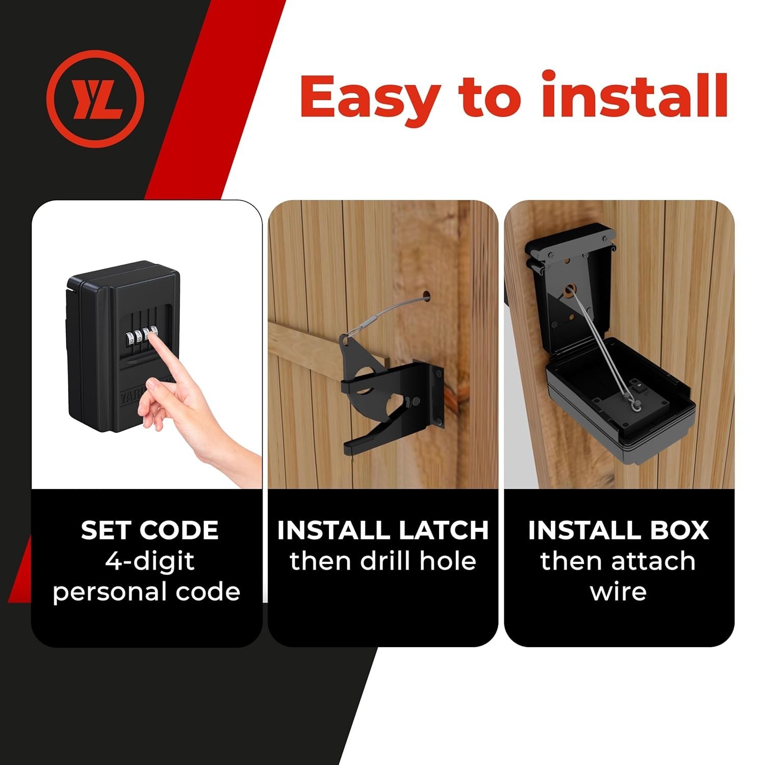 Gate Lock – Secure Keyless Fence Lock and Latch with 2-Way Access – Strong Durab