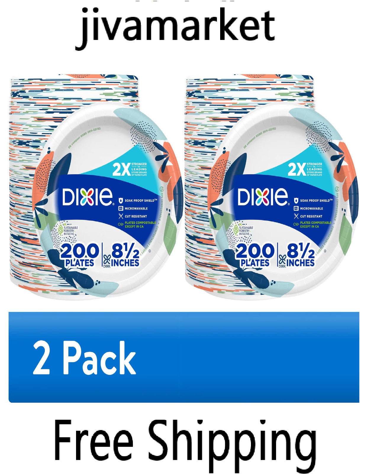 Everyday Disposable Paper Plates, 8.5", Multi-Color, 200 Count each- 2 Pack