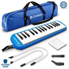Melodica Piano Keyboard 32 Keys ABS Resin Blue with Carrying Case Strap for