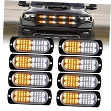 8PCS Strobe Lights for Truck 12-24V 20 LED Slim Surface Mount Amber White