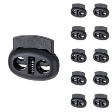 Apausvcm 10Pcs Shoe Lace Tie Locks, Plastic Elastic Cord Locks Round, Black