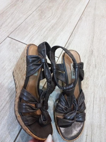 Women Dune Heels Brown Leather 36.5 #3OLY