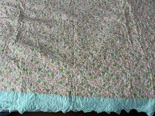 Vintage 100% handmade 70s orange green floral...