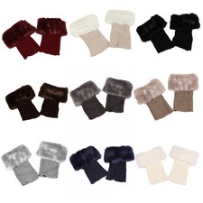 Ribbed Knitted Solid Color Elastic Plush Short Leg Warmers Foot Covers for Women