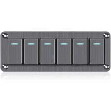 Waterproof Toggle Switch Panel 6Gang Aluminum Rocker Switch Panel 12V/24V On-Off