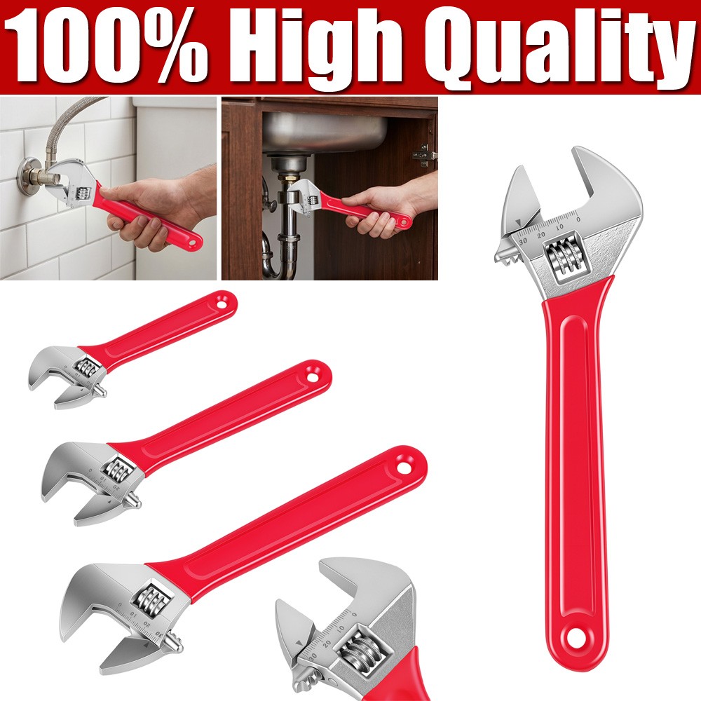 3Pcs Adjustable Wrench Spanner Set Soft Grip Handle Tool 6"" 8"" 10"" Heavy Duty UK