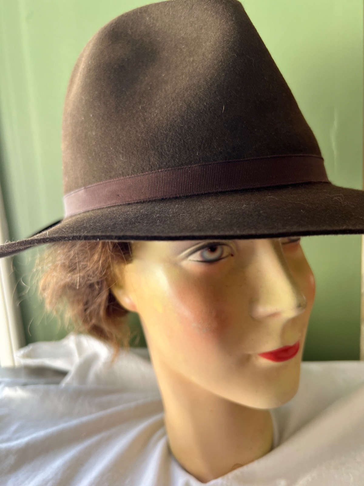 Borsalino Brown Rain Proof Solid Pattern Fedora H… - image 3