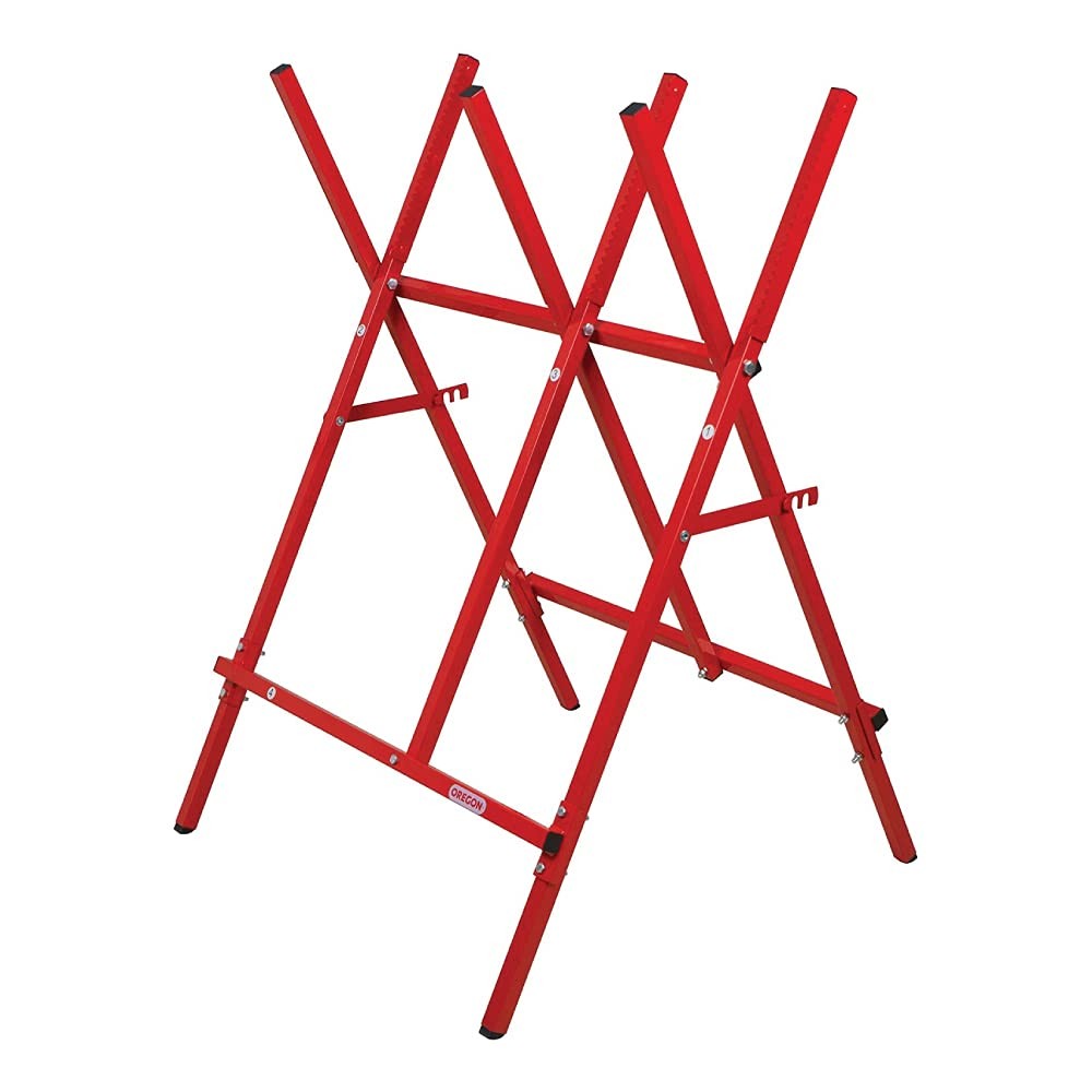 OREGON Steel Log Saw Horse, Foldable and Adjustable, 27 cm Capacity Red