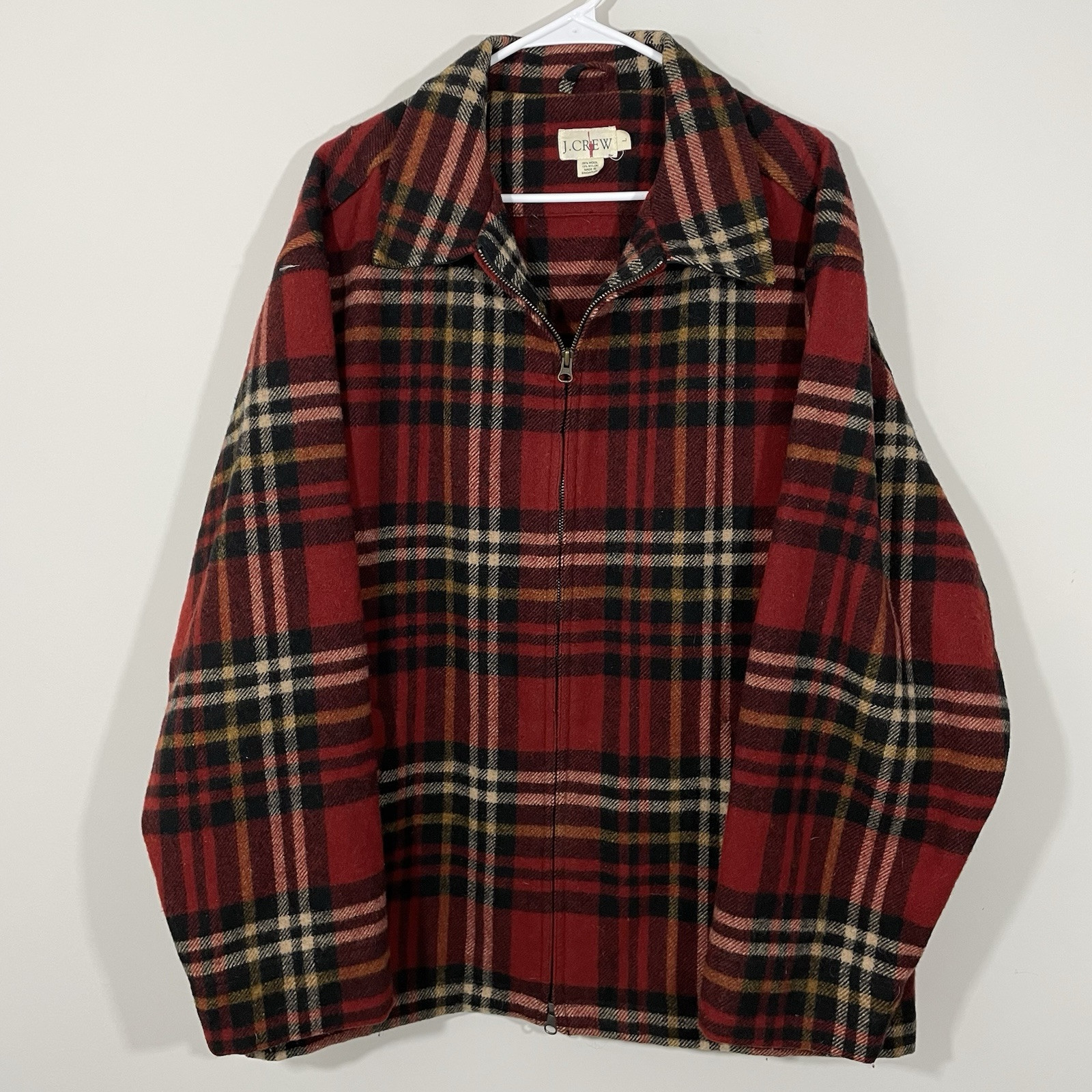 FILA Giacca uomo vintage J Crew remi quadri lana caccia Mackinaw grande full zip