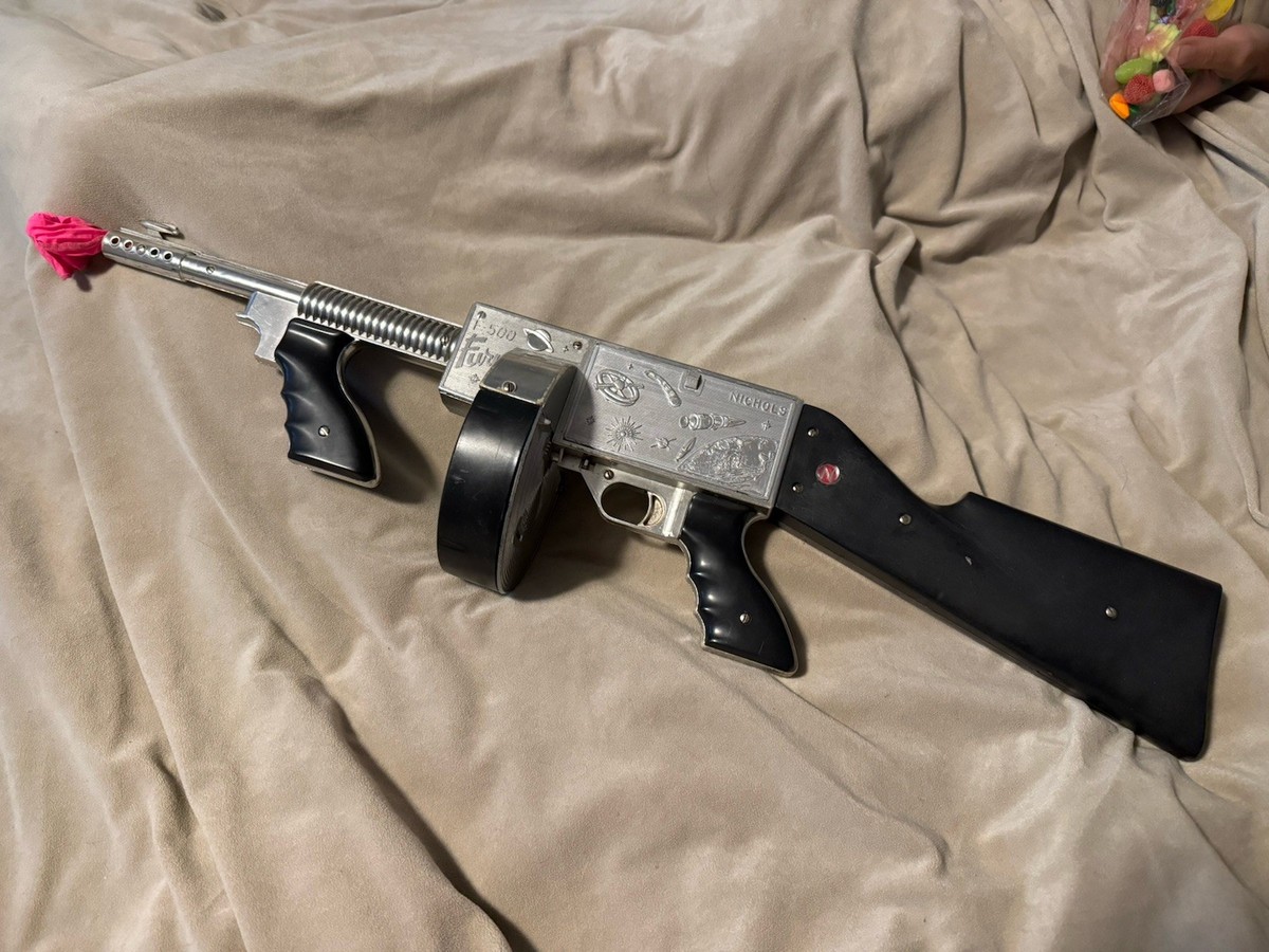 Rare Nichols F-500 Fury Cap Gun Machine Gun Toy Plastic 1950s It