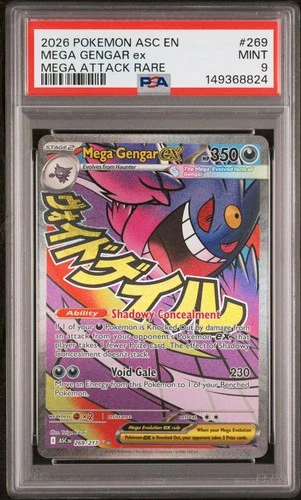 2026 POKEMON ASC EN-ASCENDED HEROES MEGA ATTACK RARE #269 MEGA GENGAR EX PSA 9