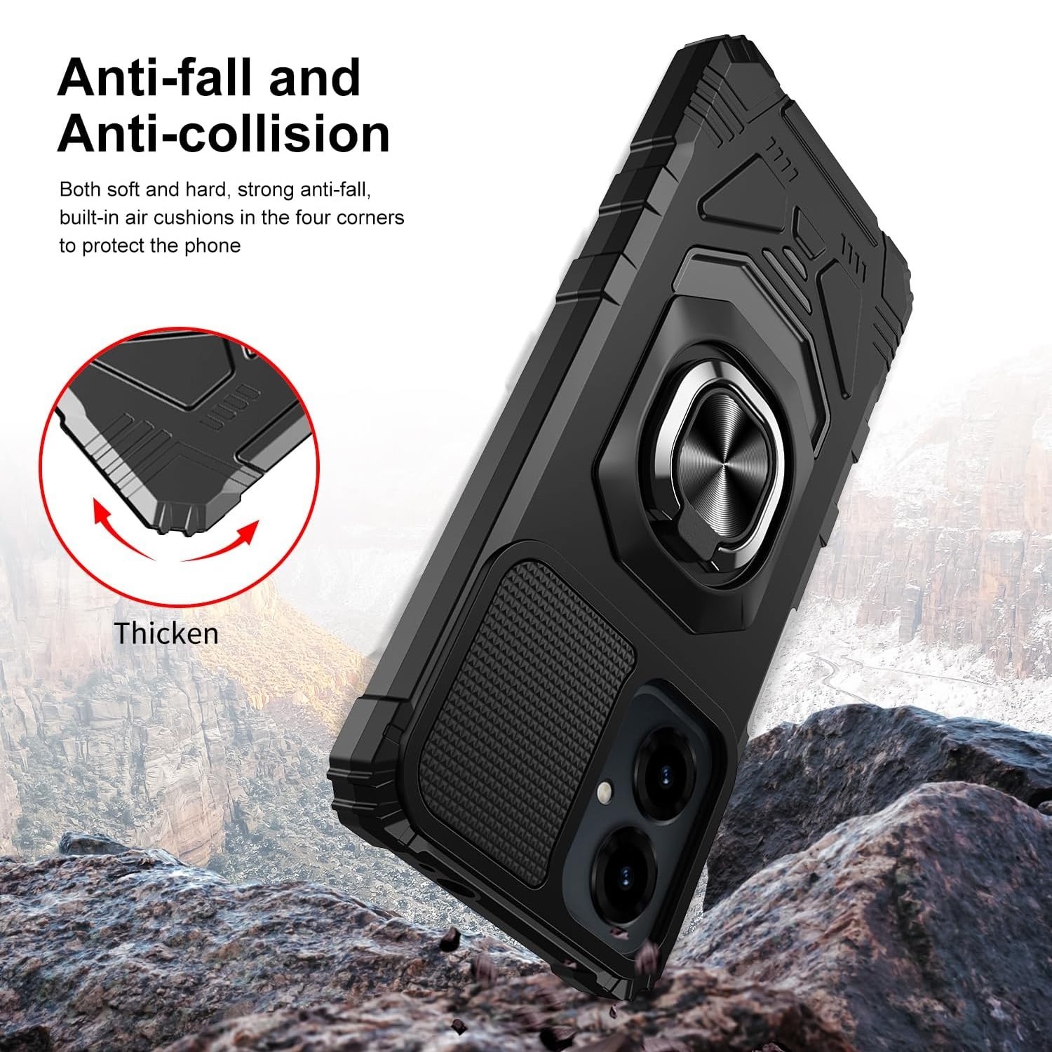 For Cricket Icon 2026 Phone Case Metal Ring Magnetic Support Kickstand Cover