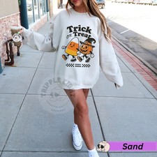 Halloween Trick or Treat Candy Corn Jack O Lantern Spooky Sweatshirt