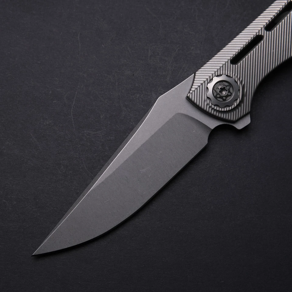 Eutsler Custom Knives DUK Flipper - Angle Milled Titanium / CPM-154 Blade - Image 3 of 4