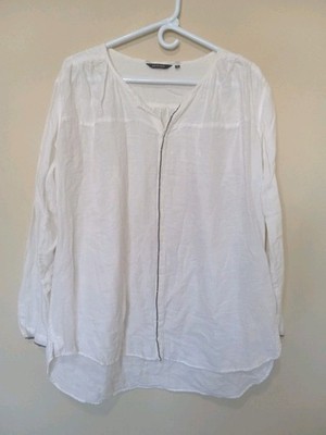 PAS DE CALAIS Women's White Cotton Botton Top Tunic Casual Minimalist Resort M