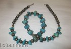 VINTAGE NAVAJO INDIAN TURQUOISE NUGGET SILVER NAVAJO PEARL BEADS NECKLACE — photo 1