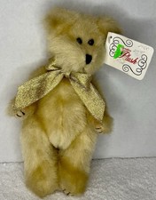 VTG Progressive Plush Valentine  s Day Gift 8  Jointed Plush Teddy Bear Gold Bow