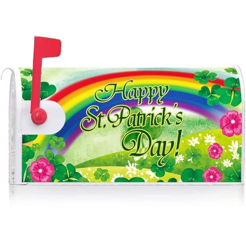  Happy St.Patrick's Day Shamrock Clover Floral Rainbow Decoration Mailbox 