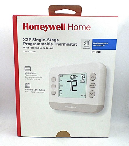 HONEYWELL HOME X2P RTH21B/N PROGRAMMABLE THERMOSTAT 1-STAGE, 1-HEAT/1-COOL, FLEX
