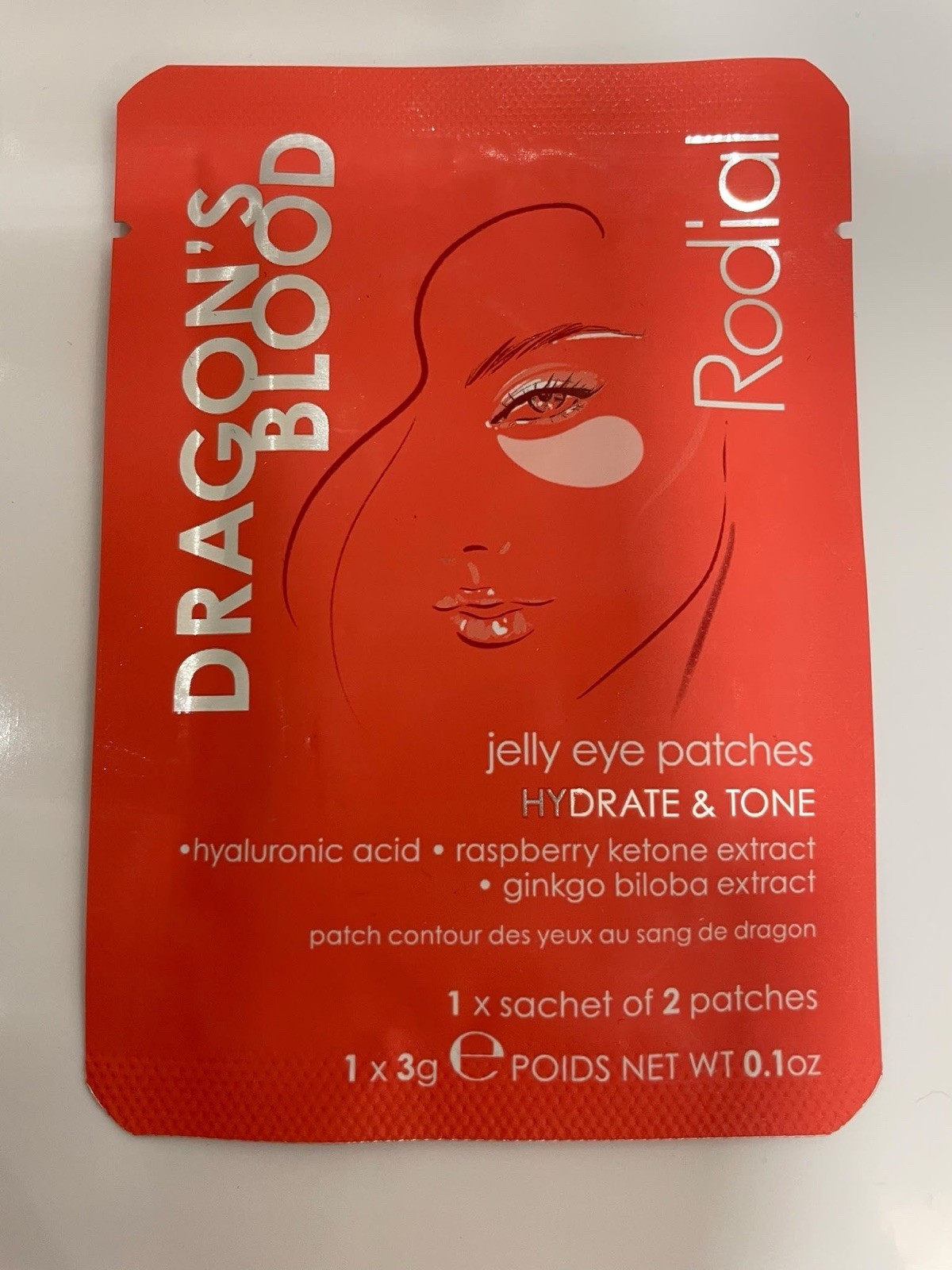 RODIAL Dragon's Blood Eye Masks (One Pair) 5g New. Reduces Fine Lines.