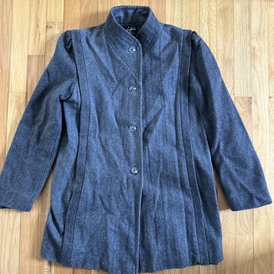 Vintage Miss New Yorker Wool Jacket 1960s-70s Gray Structured Coat Made in USA