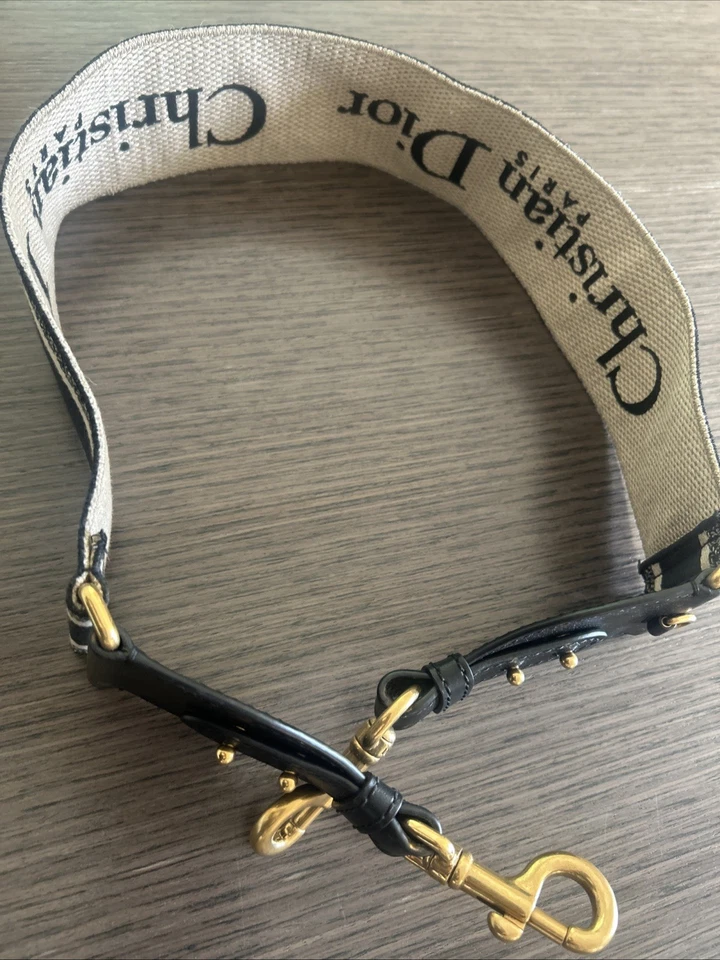 Authentic Christian Dior Saddle Bag Shoulder Strap Black and Tan - Image 3 of 4