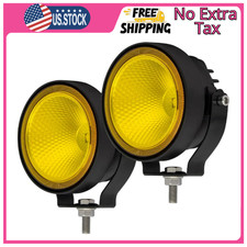LED Round Yellow OffRoad Driving Fog Lights Flood Beam 2Pcs 4 Inch Super Brig...