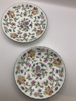 Minton Haddon Hall Untertasse x 2 - grüner Rand