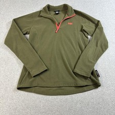 Helly Hansen Fleece Sweater Womens Medium Green Polartec Quarter Zip Pullover