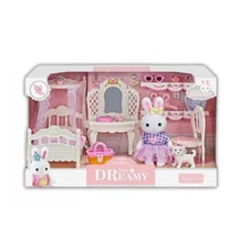 Bunny Doll Bedroom Playset | Dreamy Rabbit Furniture Set Toy Gift for Girls