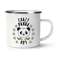 VerrüCkte Panda Jungen Stars Emaille Becher Tasse Tiere Spass Haustier Sohn Kids