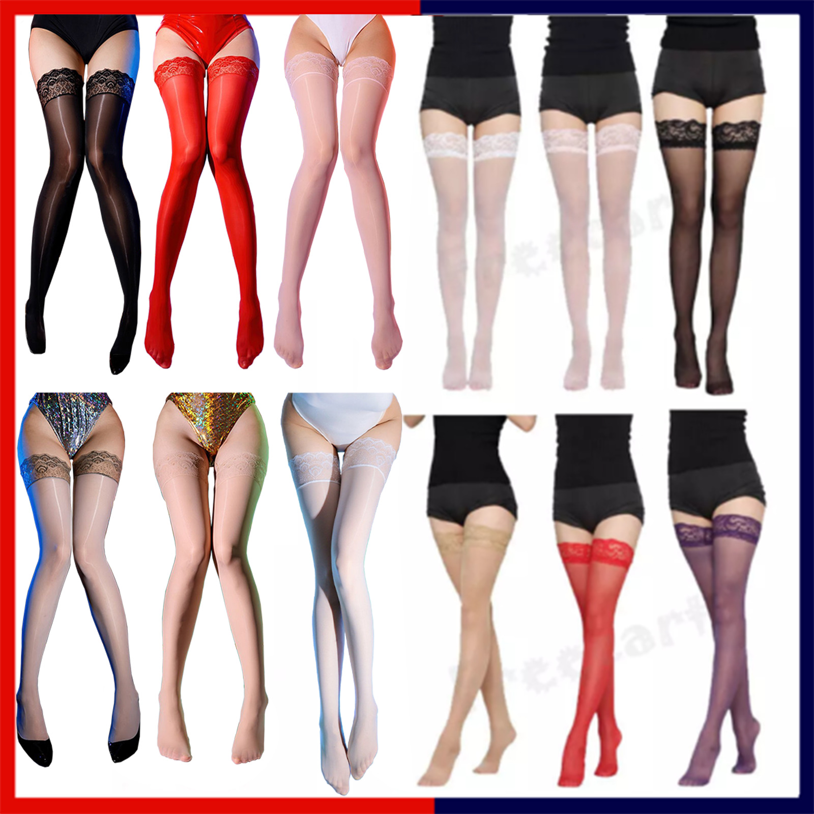 Lady's Lace Top Stay Up Thigh-High Stockings Sexy Pantyhose Socks For Women