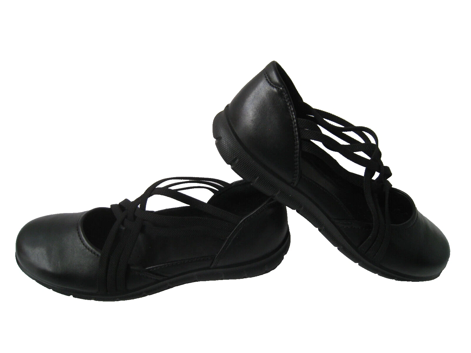 APPARTAMENTO ECCO BABETT CRISS CROSS PELLE NERA MARY JANE US 10 10 5 EUR 41 COMFORT