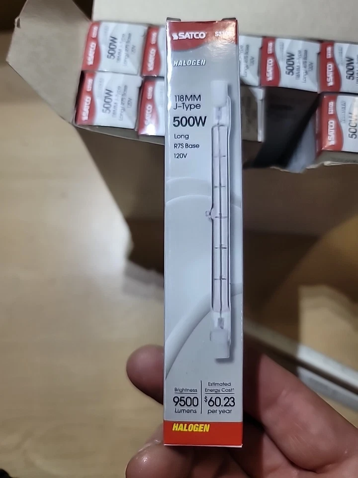 12 pk Satco S3105 500W Halo Double Ended R7S Base Clear Light Bulb J-type 120 - Image 4 of 4