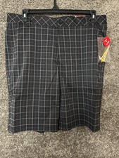 Fila Sport Golf Shorts Mens Sz 40 Black Plaid Performance Flat Front Stretch