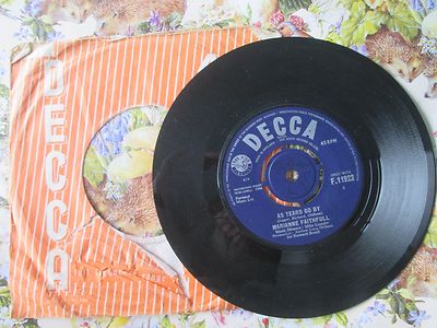 Marianne Faithfull As Tears Go By Decca Records F.11923 UK 7inch Vinyl 45 Single