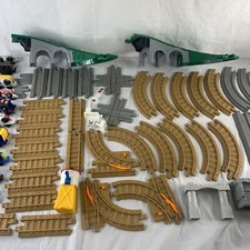 Huge Mixed Lot of Fisher Price Geo Trax Trains, Tracks, Buildings, Bridge, Etc.