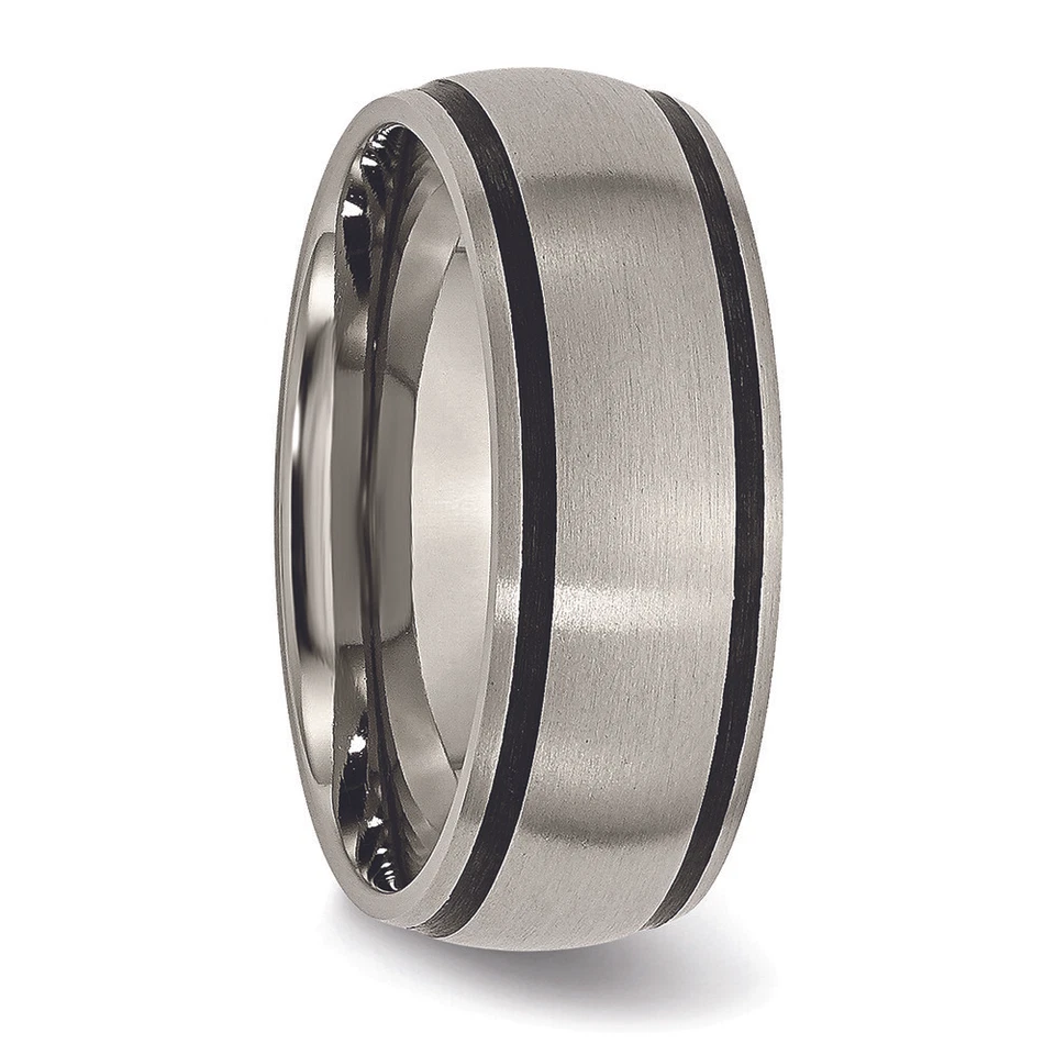 Cincel Titanio Negro Caucho 8mm Anillo Banda Cepillado TB184 Foto 3 de 4